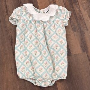 Stitchy Fish Floral Romper with Scalloped Collar 2T